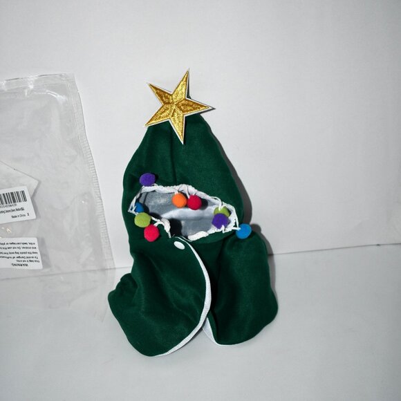 Gavigain Christmas Pet Cape - Fleece Holiday Dog Outfit with Pom Poms and LARGE - Picture 2 of 3